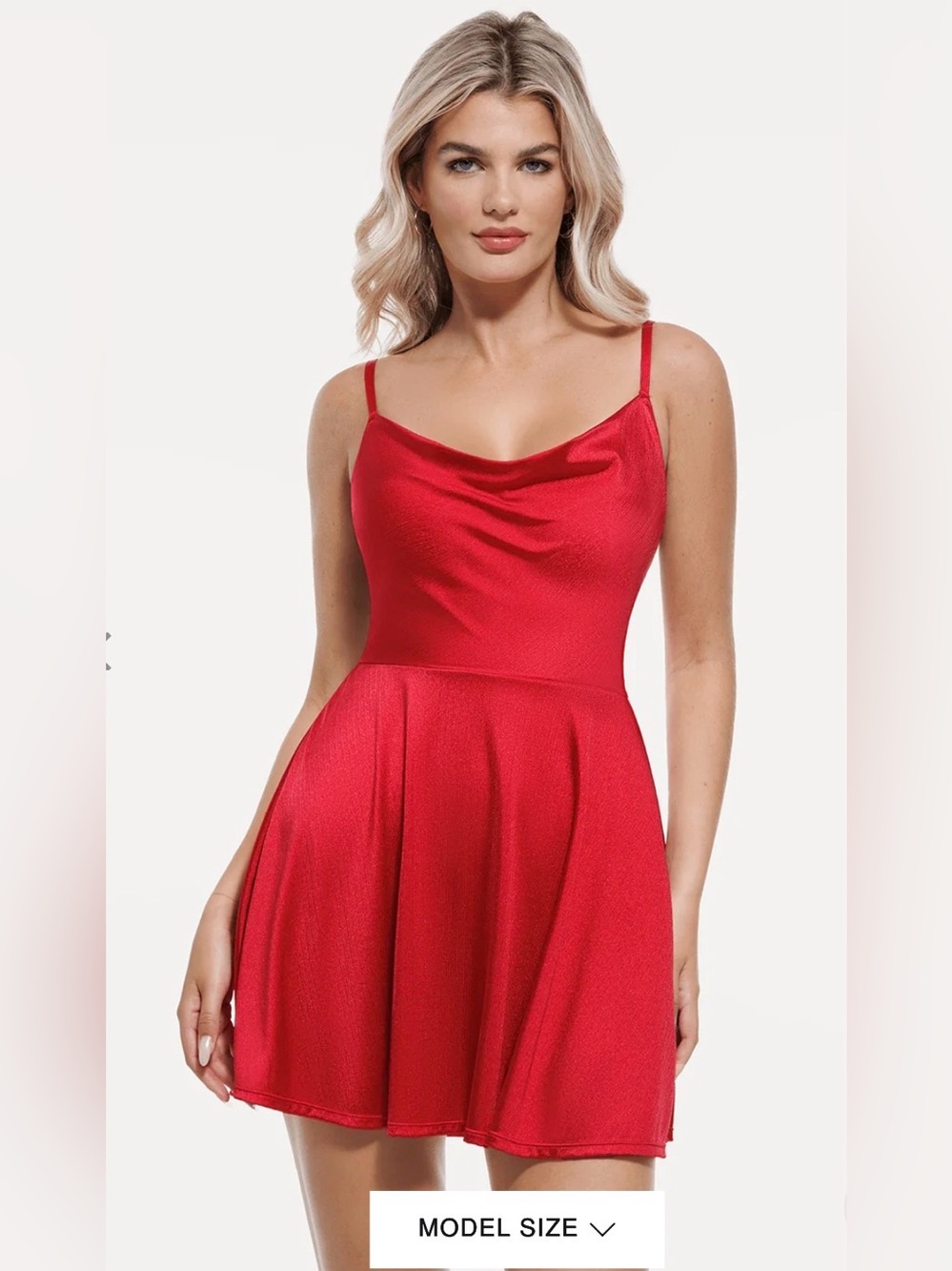 NWOT Popilush Shapewear Strappy Red Cowl Neck Tummy Control Flare Dress XXL
